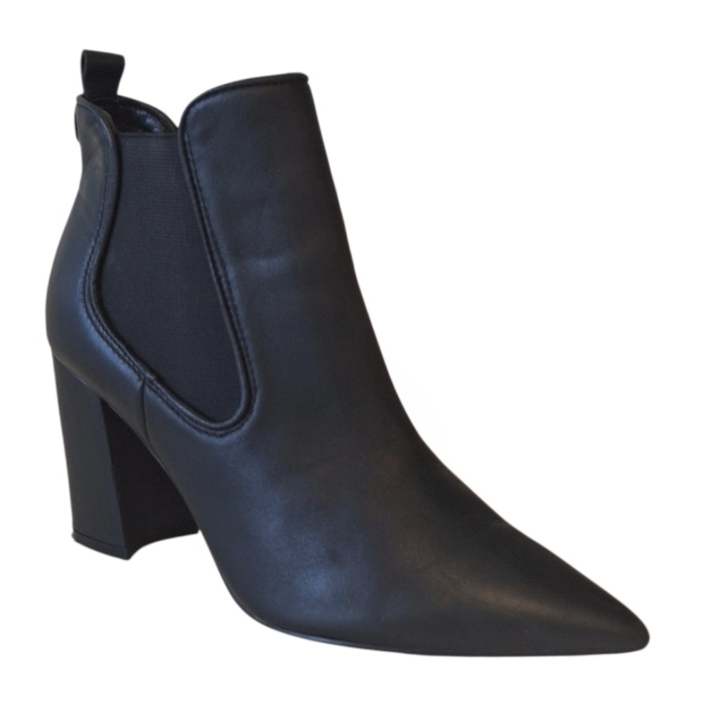 Marc Fisher Black Pointed Toe Ankle Boots – Leather Block Heel Chelsea Style 6.5